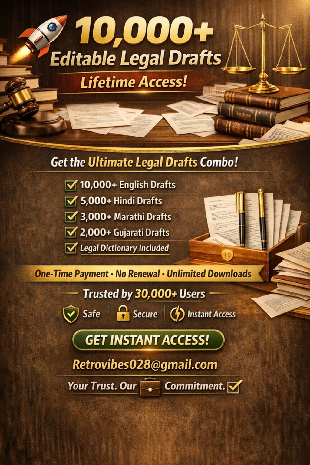 Legal Drafts Combo: 10,000+ Ready-to-Use Legal Drafts – 100% Editable (MS Word & PDF)